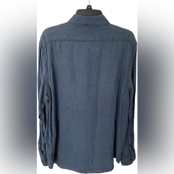 NWT Men’s Linen Shirt, Navy Blue, Sz. Large - Picture 2 of 5